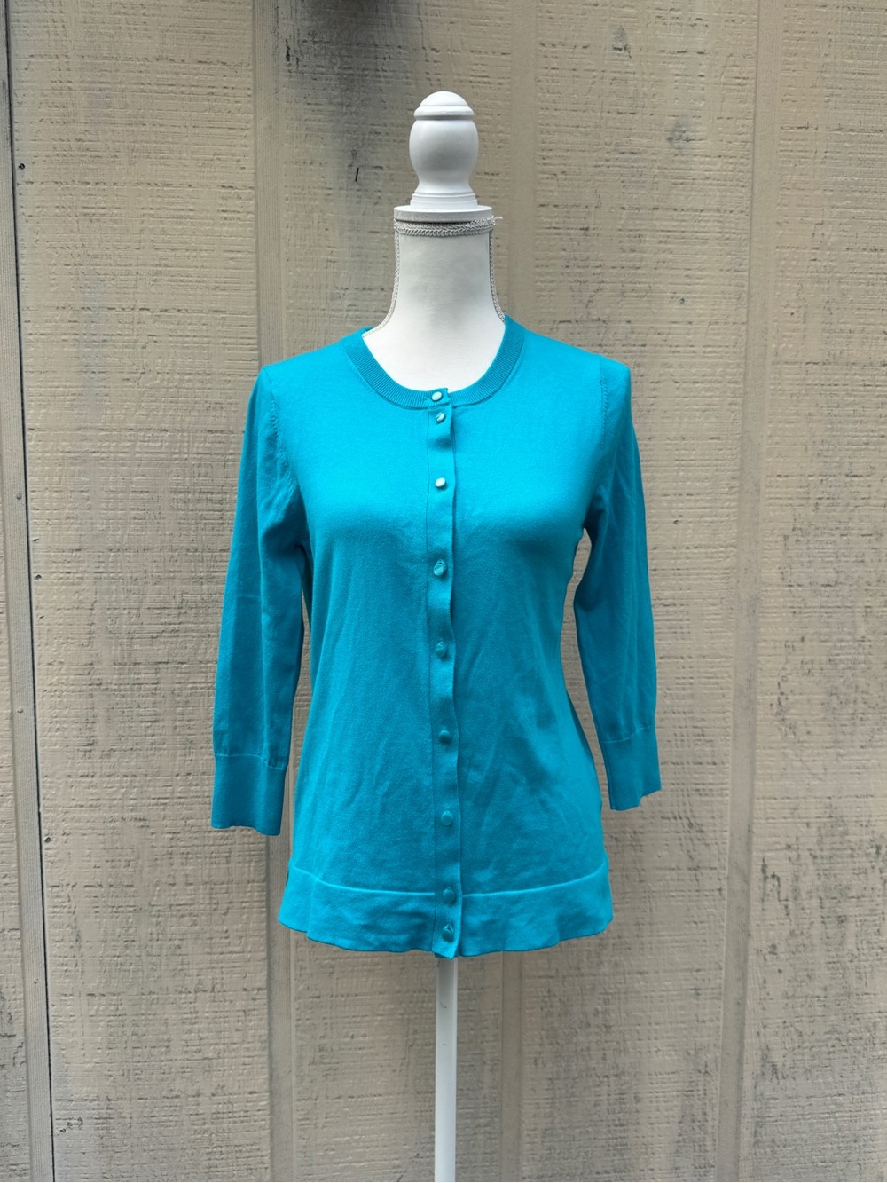 crown & ivy Teal Button-Front Cardigan
